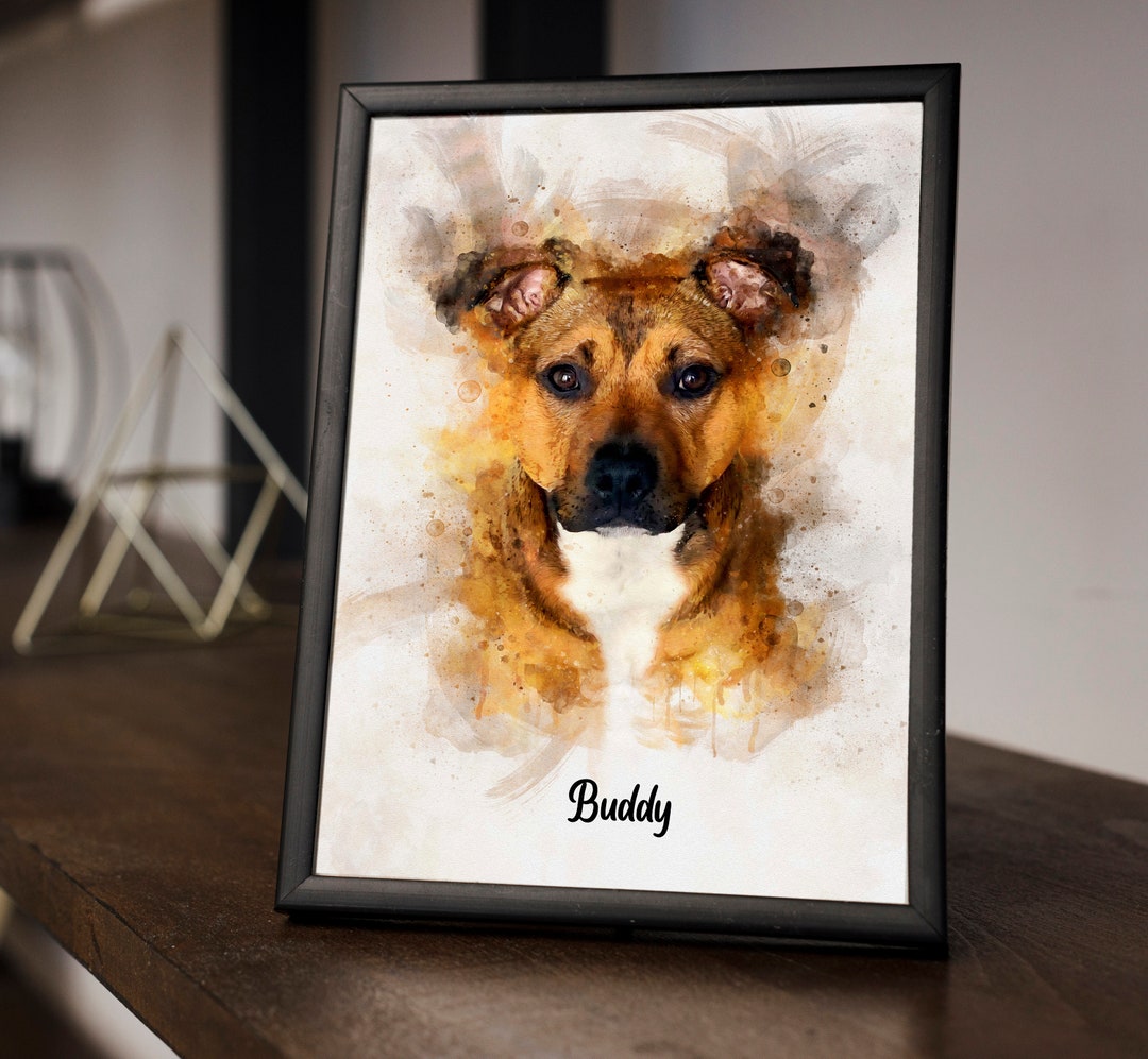 Custom Watercolor Pet Portrait: Dog & Cat Memorial Gift - Etsy