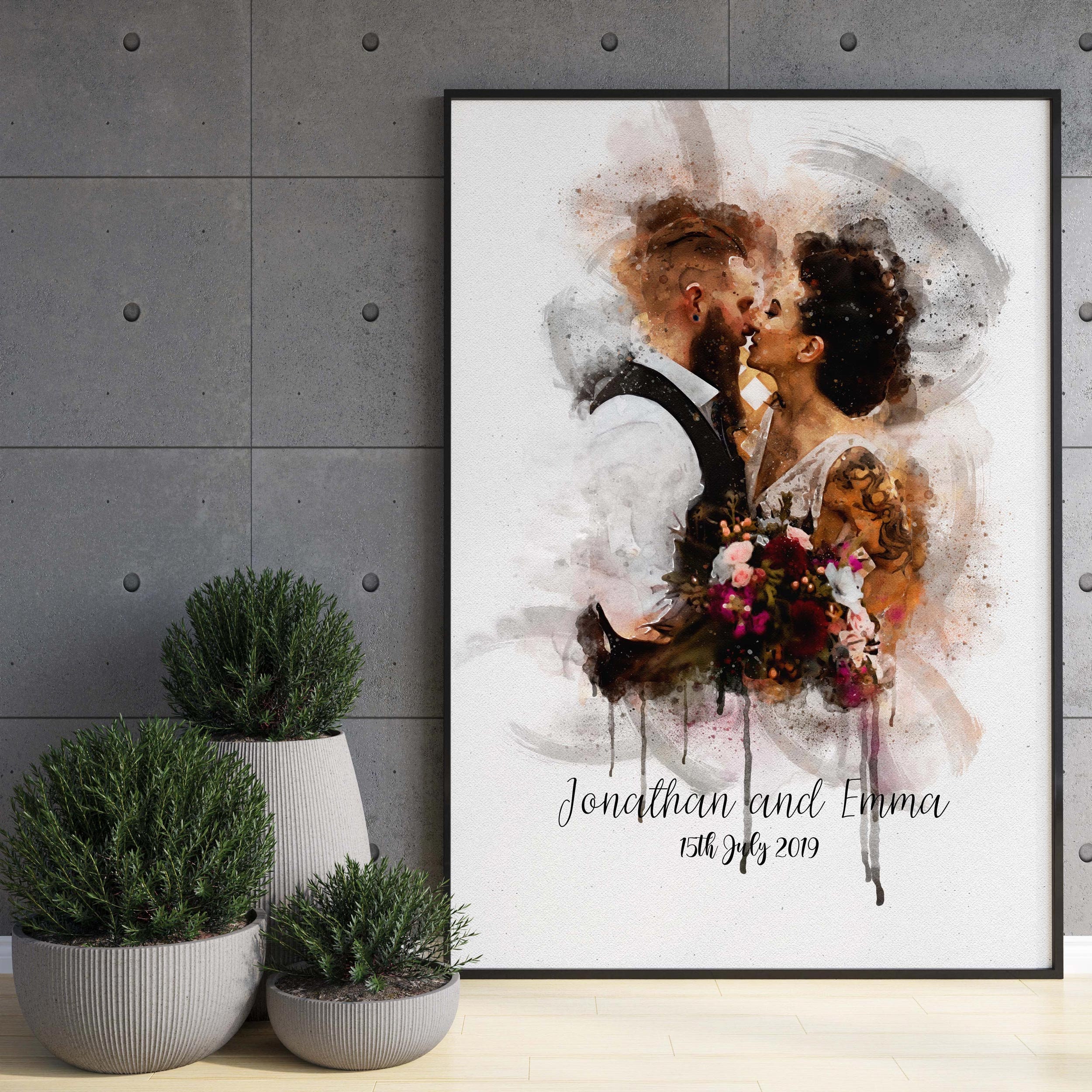 Custom Wedding Gift for Couple, Watercolor Painting From Photo, Couple ...