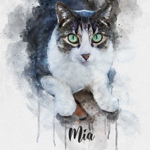 Personalised Pet Portrait Painting from Photo, Watercolour Pet Drawing, Cat Lover Gift, Pet Memorial Gift, Gift for Mum/Dad/Friend image 5