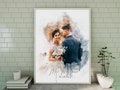 Custom Art Print from Photo, Couple Portrait Gift for Wedding Anniversary Engagement, Watercolor Portrait Painting from Photo, Gift for Him