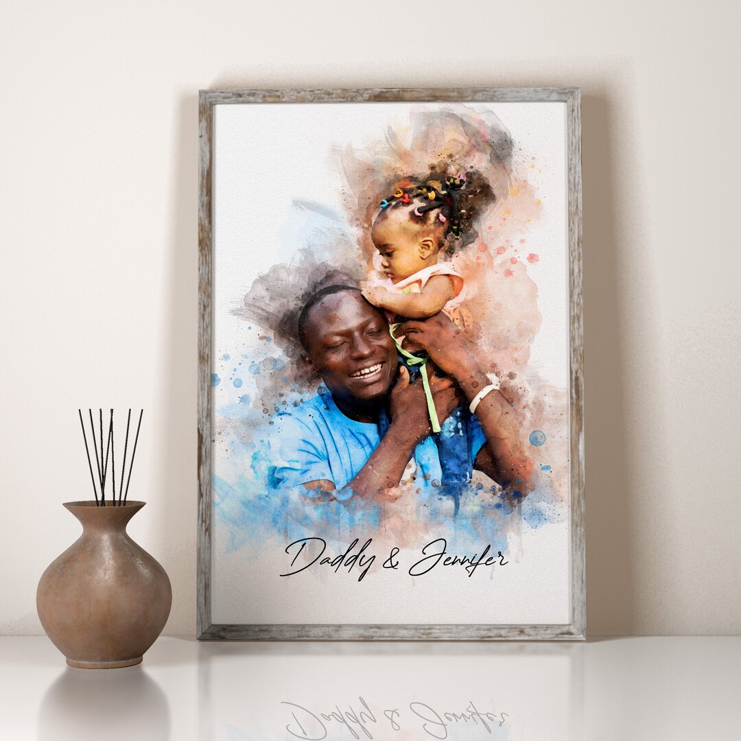 Personalized Fathers Day Print Watercolor Father Daughter Art Gift From ...