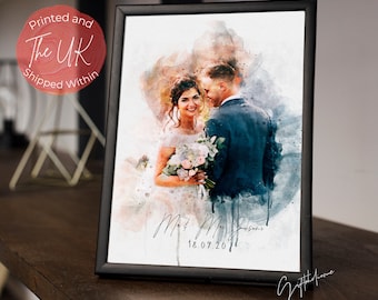 Personalised  Painting from Photo, Watercolor Couple Portrait Art, Family Illustration, Wedding Gift, Anniversary Gift for Wife Husband Her