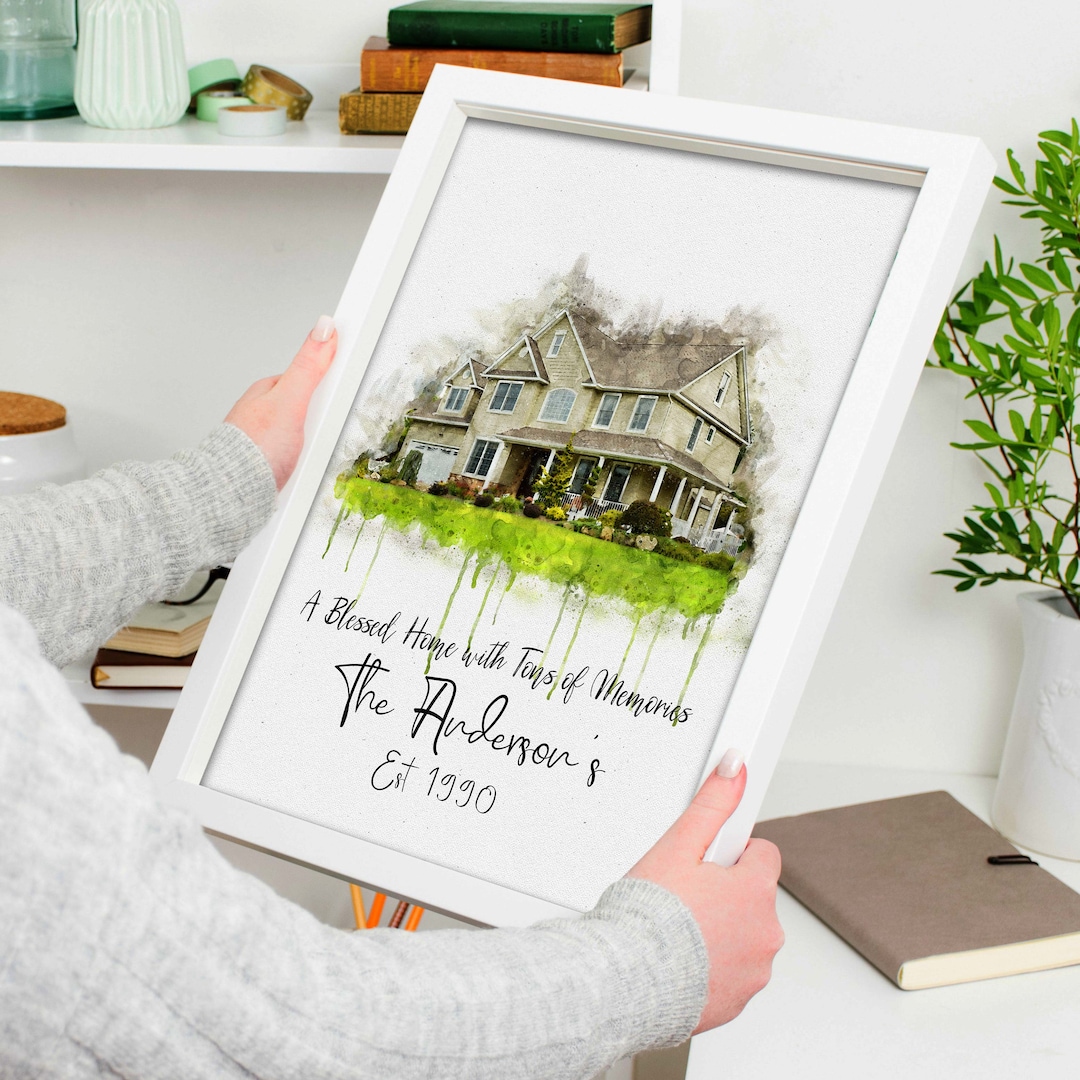 Custom Watercolor House Portrait: Real Estate Gift, Home Illustration ...