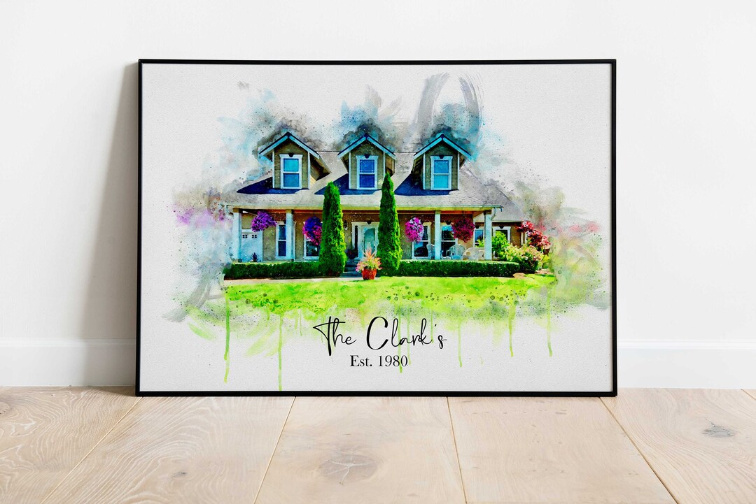 Custom Watercolor House Portrait: Personalized Home Illustration Gift ...