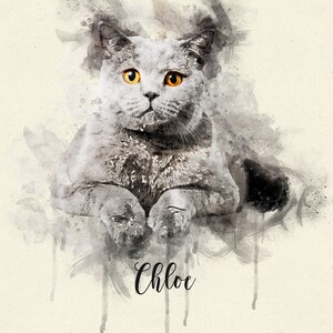 Custom Cat Portrait Watercolor: Pet Remembrance Gift, Wall Art
