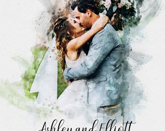Painting from Photo, Custom Wedding Gift, Couple Illustration, Anniversary Gift, Watercolor Couple Portrait, Custom Family Portrait