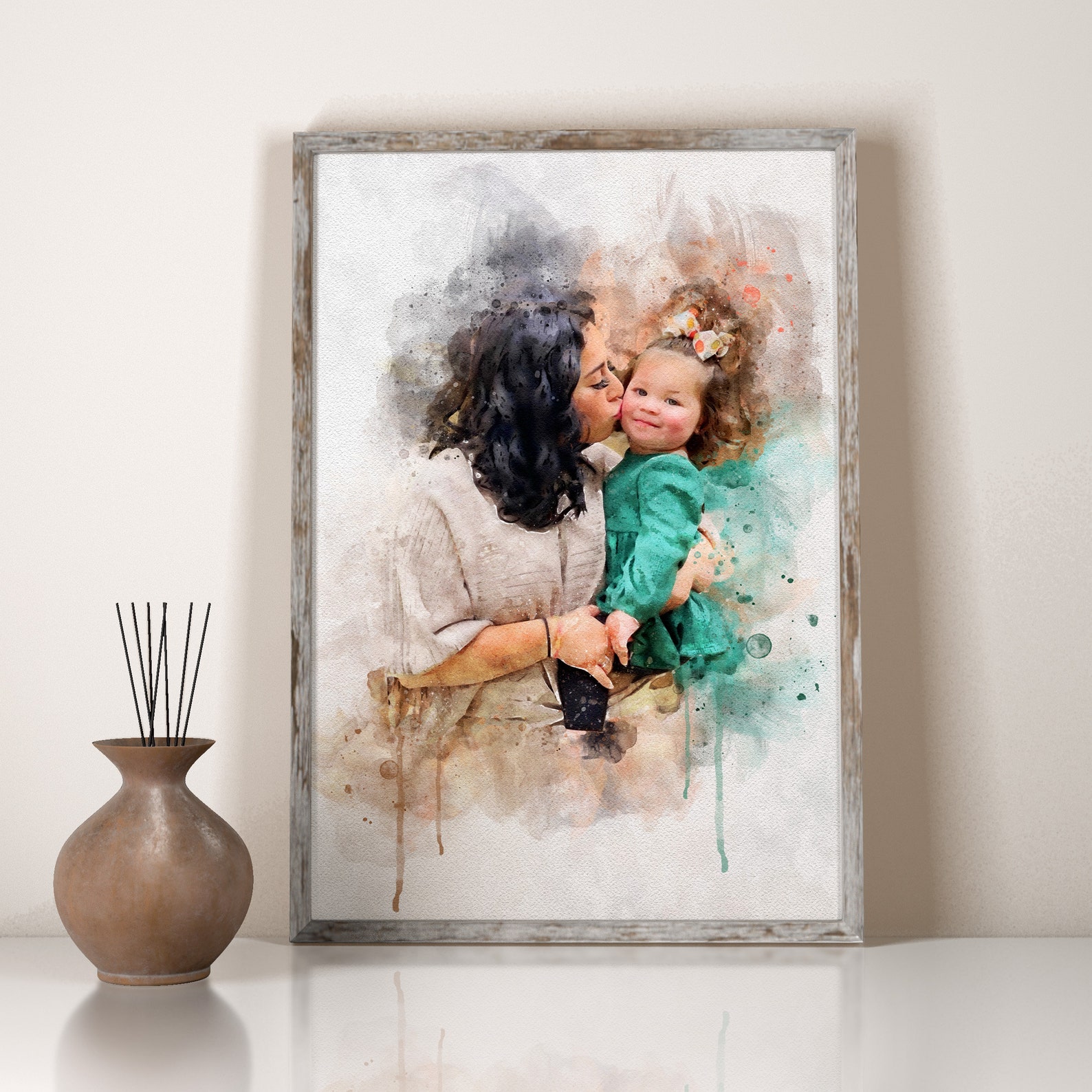 watercolor mothers day picture idea
