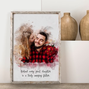 Father Daughter Portrait Painting from Photo/ Father&#39;s Day Gift/ Watercolour Family Portrait/ Custom Anniversary Birthday Wedding Gift