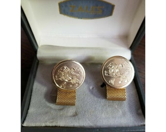 Gold Lion Leo Zodiac Cufflinks + Box