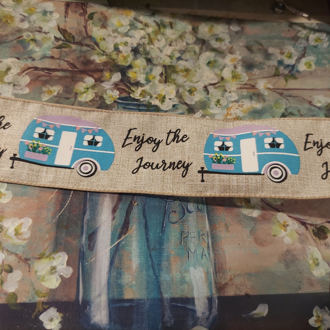 Travel Innova Ribbon 5 Yds Wired Ribbon, Blue Travel Trailer,