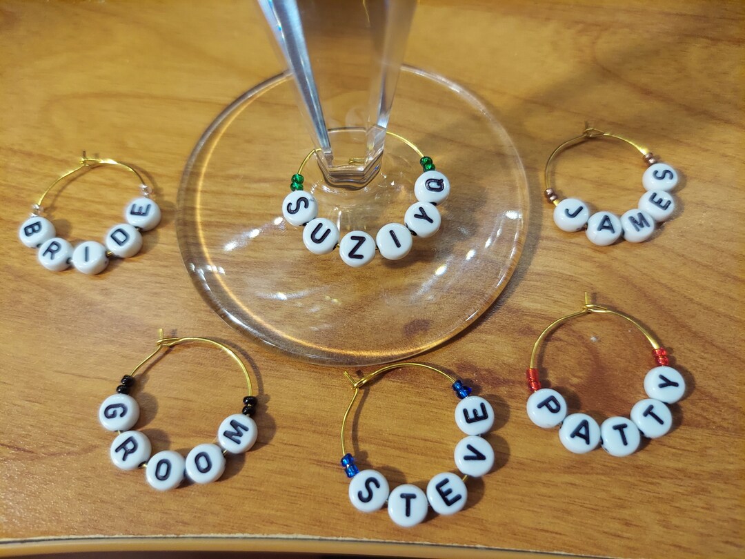 10 Wine Glass Charm Rings. Assorted Charms and Accent Stones Etsy