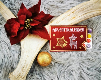 Adventskalender to go - Mini - Stickerei - Filz - Schokolinsen - Weihnachten - Geschenkidee