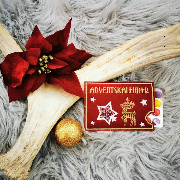 Adventskalender- Adventskalender to go - Mini Adventskalender mit 24 Schokolinsen - Filz - Geschenkidee - Weihnachten