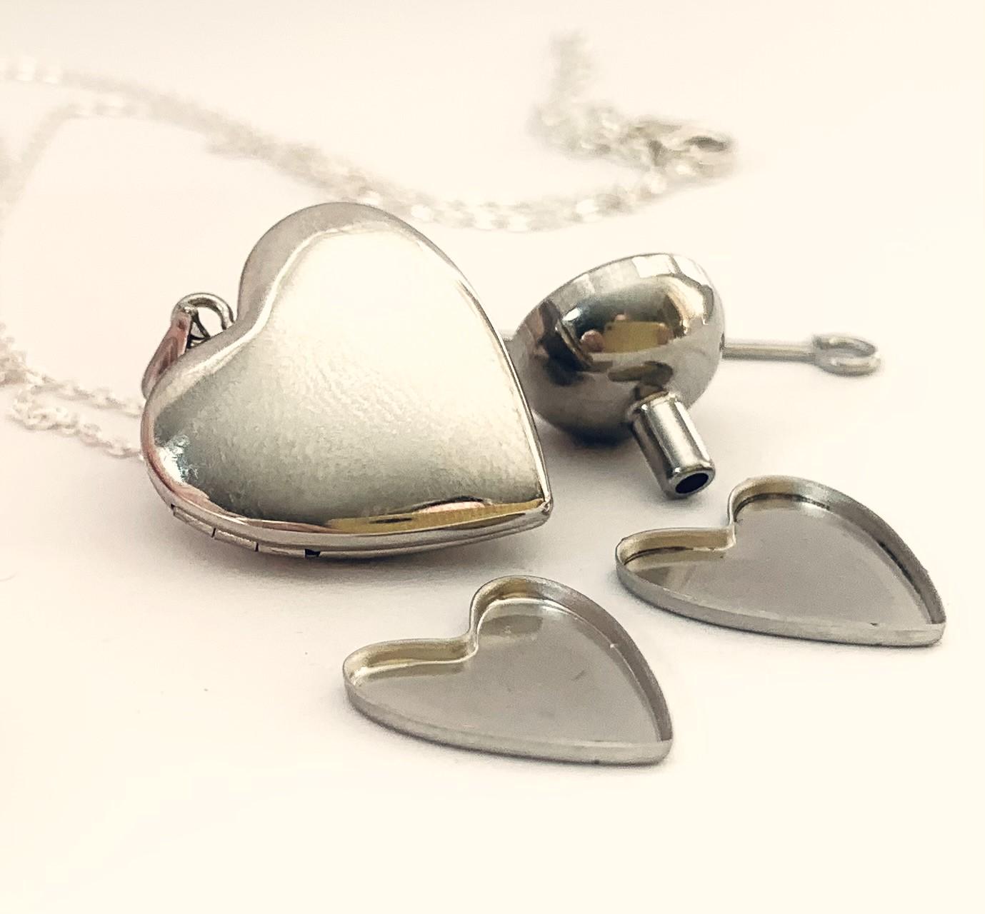 Sterling Silver Heart Memorial Locket Pendant, Pet Urn Necklace ...