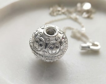 Sterling Silver Memorial Pendant, Pet Urn Necklace, Cremation Jewellery Necklace, The Locket Shop, Silver Ball Pendant