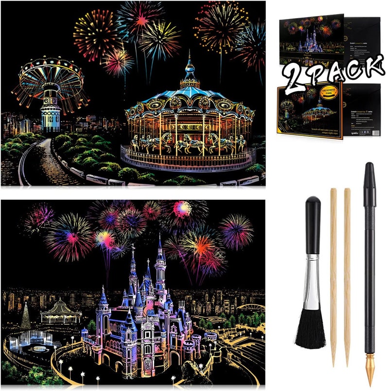 Scratch Painting Kits for Adults Rainbow Painting Art Paper, World