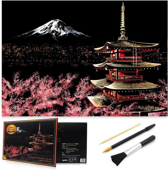 Scratch Art Painting kits for Adults Kids Craft Art Set Night View  Scratchboard