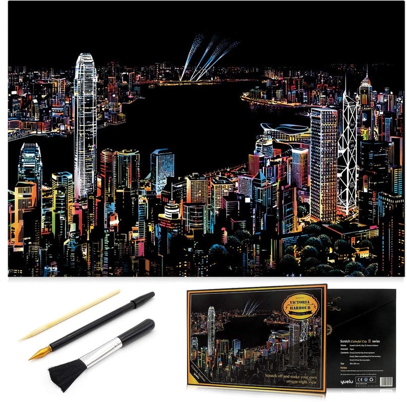 Scratch Painting Kits, Craft Art Set, Rainbow Art Painting Paper for