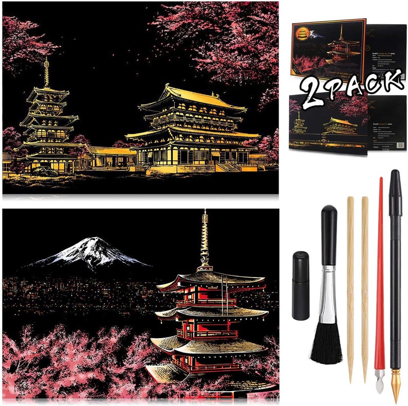 Scratch Painting Kits for Adults Rainbow Painting Art Paper, World