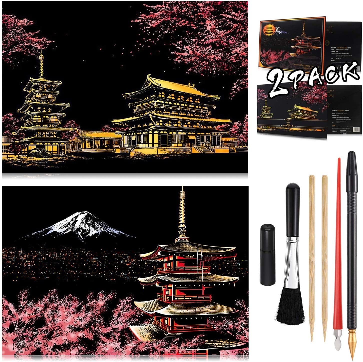 HIVTE Art à gratter pour adultes et enfants - Kit de grattage arc-en-ciel lumineux 2 pièces avec outils à gratter, fournitures d'art créatif pour enfants et adultes (A3-chat HIVTE Art à gratter pour adultes et enfants - Kit de grattage arc-en-ciel lumineux 2 pièces avec outils à gratter, fournitures d'art créatif pour enfants et adultes (A3-chat