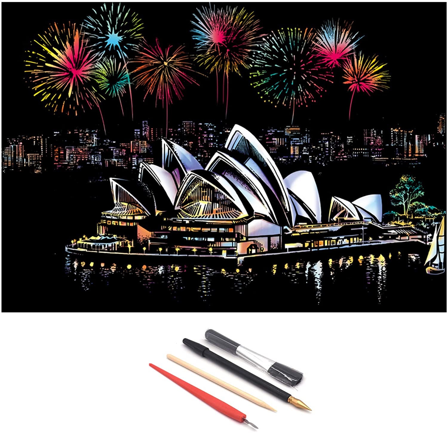 Magic Scratch Off Paper Sheets Art Craft Kit Rainbow Black Scratch Paper Art Set