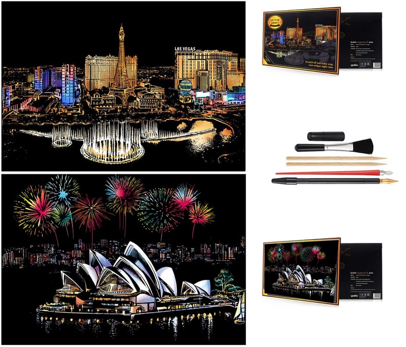 Scratch Painting Kits for Adults Rainbow Painting Art Paper, World