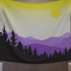 Enby Tapestry Sign Tapestry Enby Gift Nonbinary Mug Enby Flag Blanket bohemian tapestry Gift Ideas nonbinary poster Minimalist Tapestry