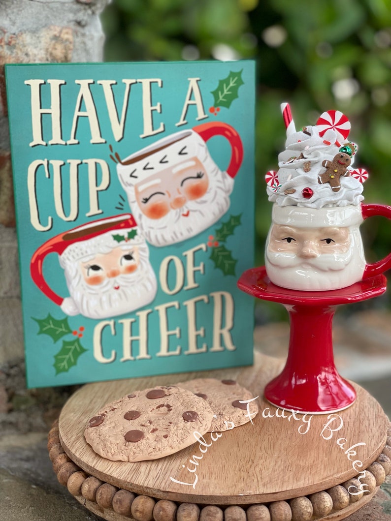 Christmas Nostalgic Santa Mini Mug Faux Peppermint Hot image 1