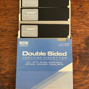 Set of Three Vintage Tandy 5.25 Inch Double Sided Certified Diskettes Cat No. 26-411