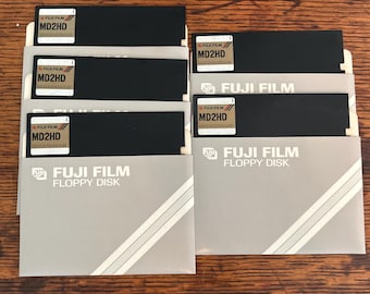 Set of Five Fuji Film MD2HD 5.25 inch Floppy Disks