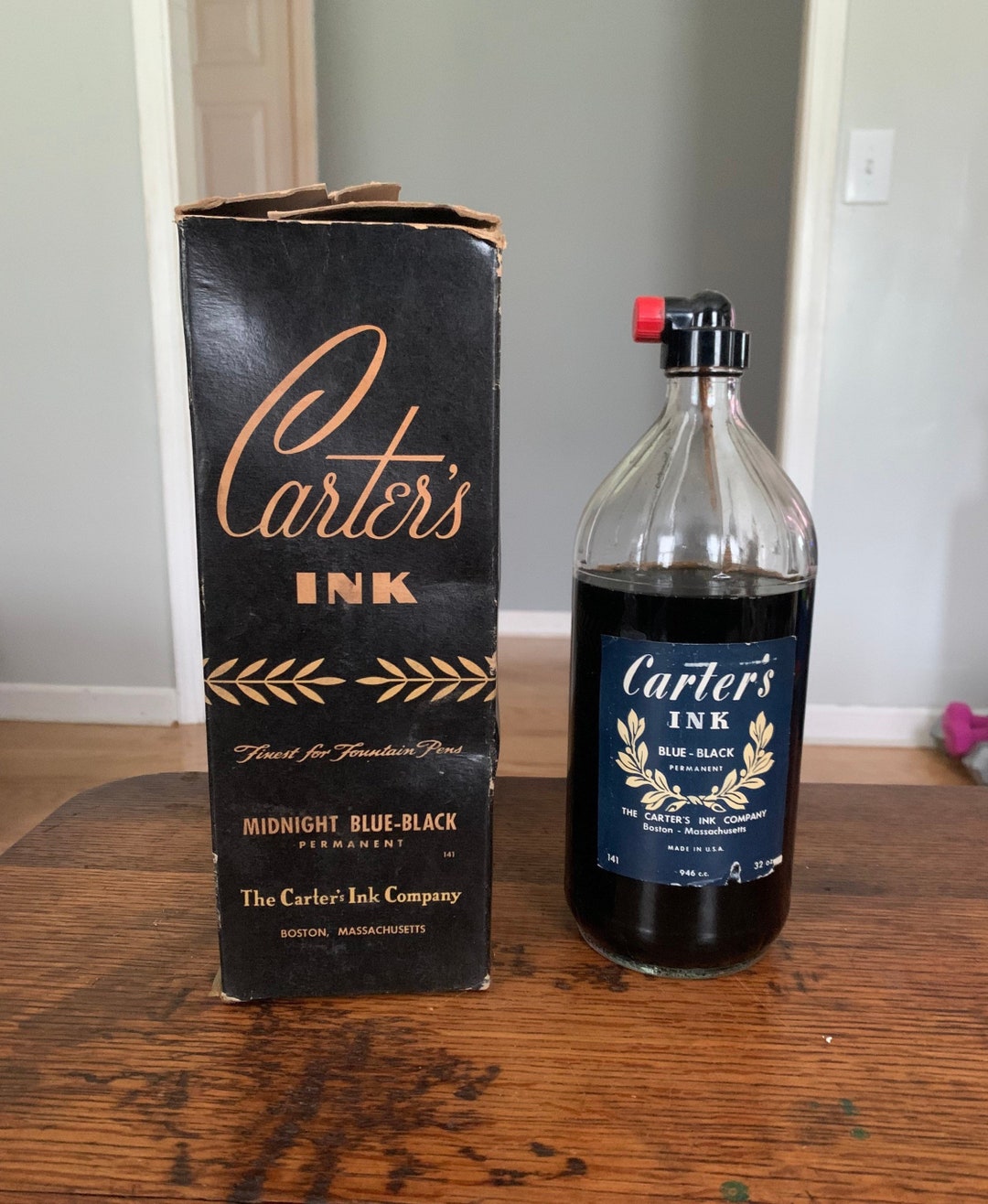 Vintage 32 Ounce Carters Ink Bottle and Box Etsy