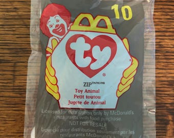 1998 McDonalds Happy Meal Ty Teeny Beanie Baby Toys #10 Zip the Cat
