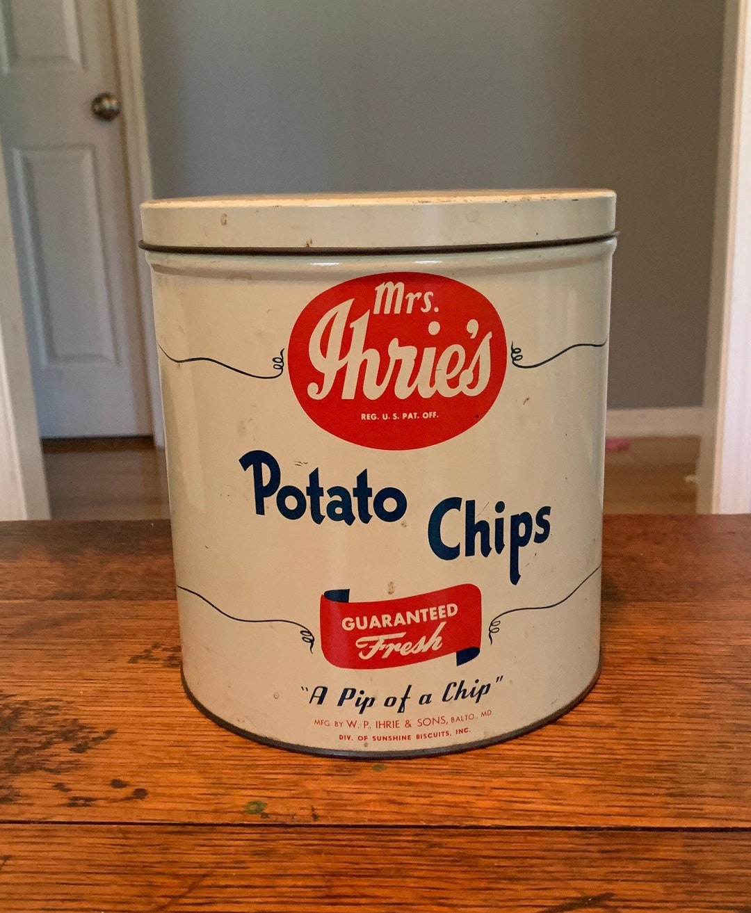Mrs. Ihries Potato Chip Canister / Tin Etsy