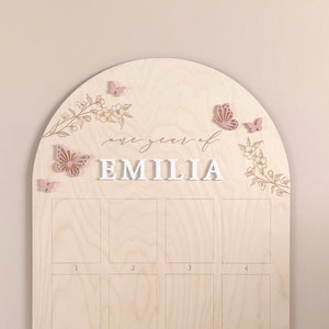 First Year Birthday Board |One Year Of | My First Year | 12 Months Photo | Butterfly Enchanted Garden Wildflower Party