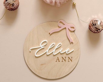 Ribbon Bow Name Sign | Personalized Hospital Birth Announcement | Baby Gift | Baby Photo Prop