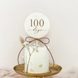 Round Minimal Cake Topper | 100 Days 백일 | Korean Modern Traditional Party Decoration