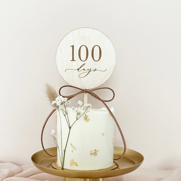 Round Minimal Cake Topper | 100 Days 백일 | Korean Modern Traditional Party Decoration