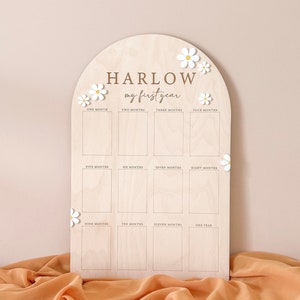 First Year Birthday Board | Monthly Milestone Photo Board | One Year Of | My First Year | Boho Daisy Party Decoration