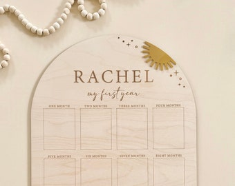 First Year Birthday Board | Monthly Milestone Photo Board |One Year Of | My First Year | Boho Retro Sun | First Year Around the Sun