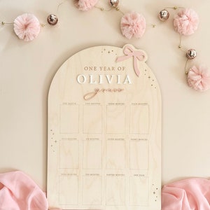 First Year Birthday Board | Monthly Milestone Photo Board |One Year Of | My First Year | 12 months photo | Ribbon Bow party