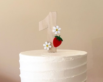 Strawberry Daisy Cake Topper | Smash Cake Topper | Berry 1st First Birthday | First Birthday One