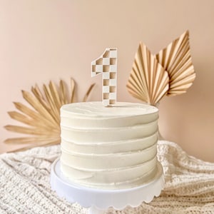 Checkered Boho Birthday Cake Topper | Boy First Birthday | Smash Cake | One Cake Topper