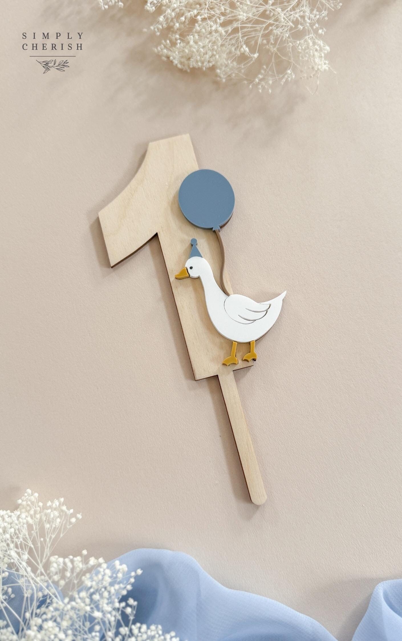 Cake Topper First Birthday Baby Boy, One Silly Goose, Vintage Goose Nursery