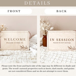 Double-sided Door Sign Welcome Please Come In In Session Do Not Disturb Therapy, Studio, Clinic, Office decor Small Business Sign image 2