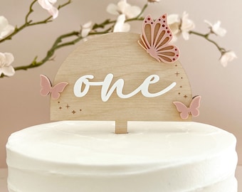 Adorno para tarta de mariposa / Adorno para tarta smash / Primer cumpleaños / Jardín secreto encantado de flores silvestres caprichosas