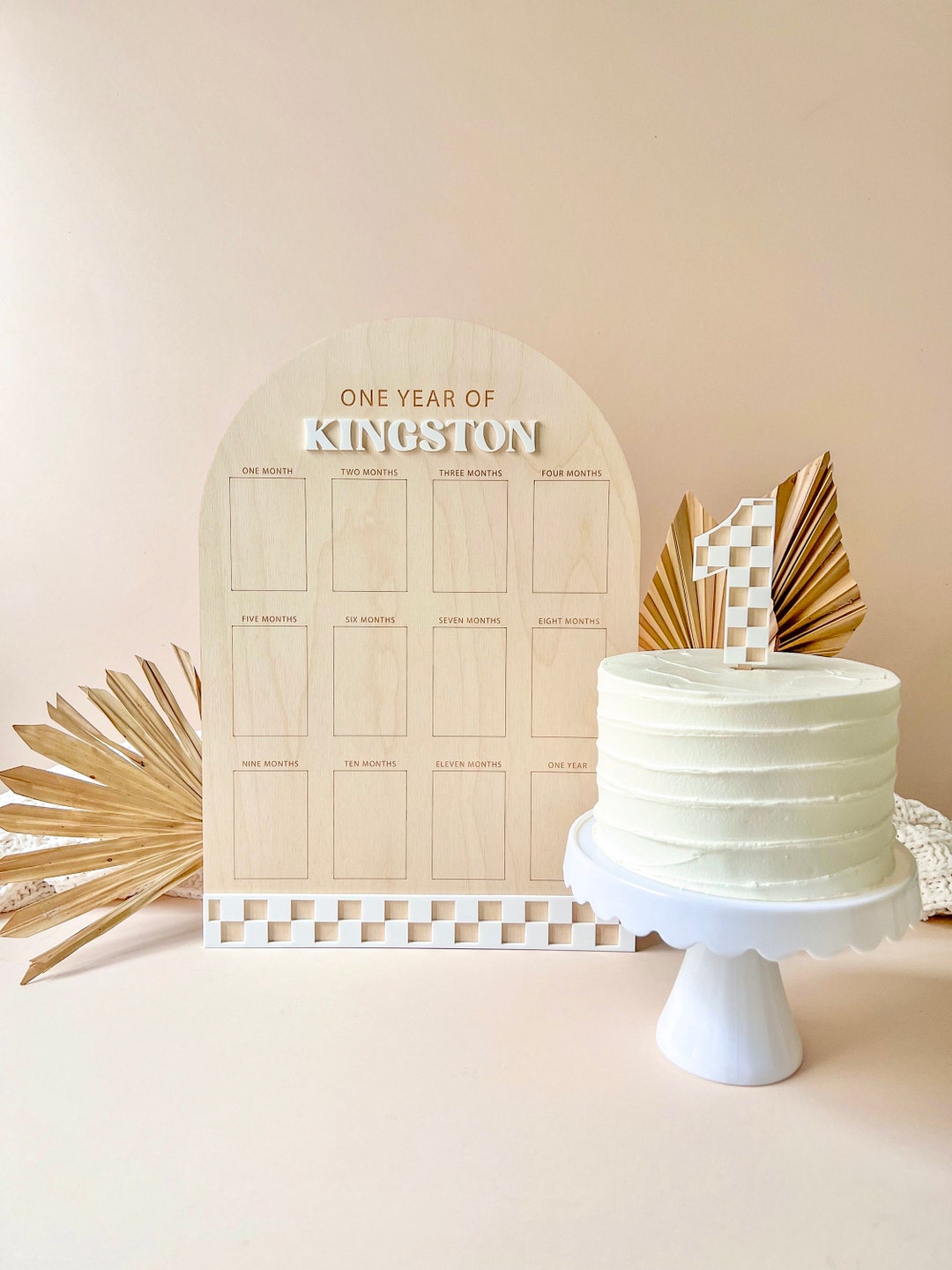 First Year Birthday Board Monthly Milestone Photo Board One Year of My First Year Boho Boy