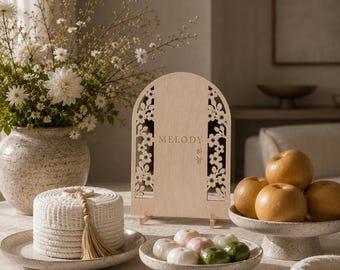 Cherry Blossom Silhouette Cutout 100 Days, 백일, Baekil, 돌잔치, 첫돌, Dohl, Korean First Birthday Tabletop Sign, Traditional, Modern
