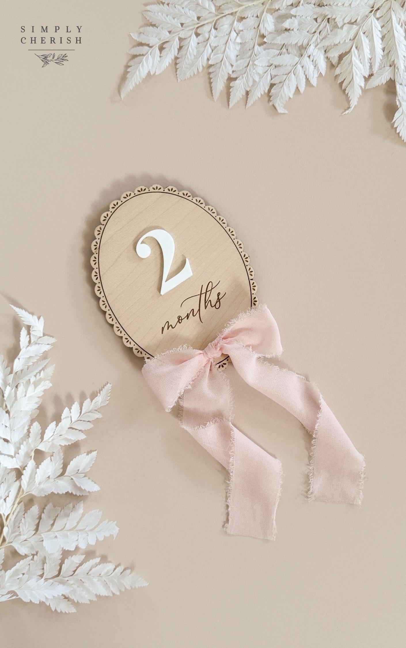 Ribbon Bow Name Sign | Personalized Hospital Birth Announcement | Baby Gift | Baby Photo Prop | Vintage Lace Trim Coquette