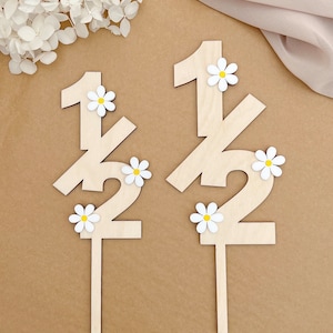 Half Birthday | Halfway to One | Monthly Photo Cake Topper | Smash Cake Topper | 1/2 Daisy Cake Topper