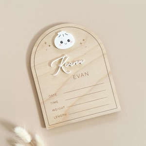 Custom Baby Hospital Birth Stat and Name Announcement Sign, Arch Boho
